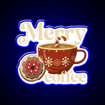 Merry Coffee Christmas Breakfast Cafe Led Neon Sign Espresso Bar Art Rgb Color