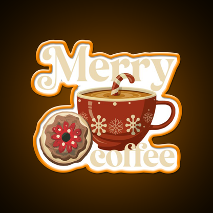 Merry Coffee Christmas Breakfast Cafe Led Neon Sign Espresso Bar Art Rgb Color
