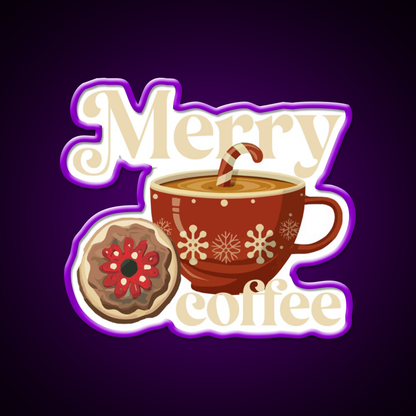Merry Coffee Christmas Breakfast Cafe Led Neon Sign Espresso Bar Art Rgb Color