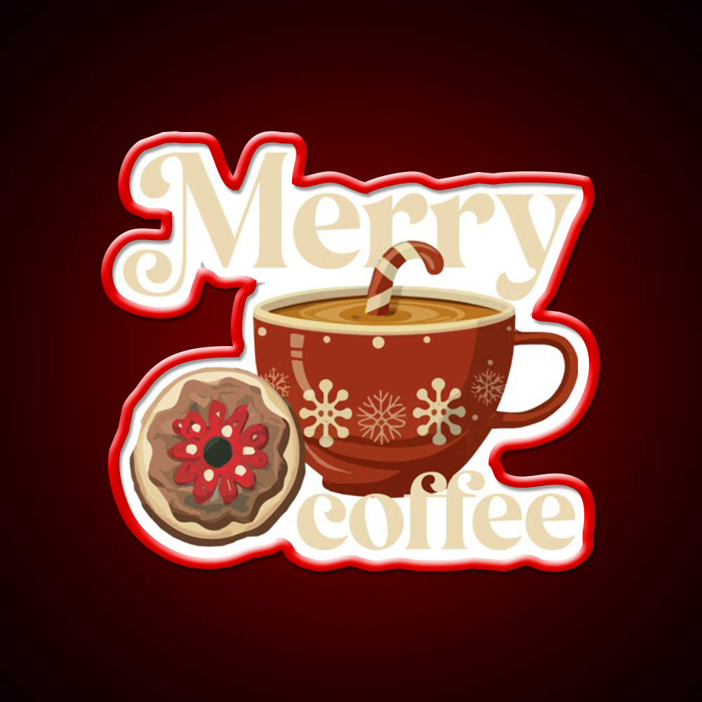 Merry Coffee Christmas Breakfast Cafe Led Neon Sign Espresso Bar Art Rgb Color