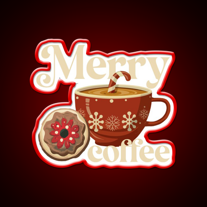 Merry Coffee Christmas Breakfast Cafe Led Neon Sign Espresso Bar Art Rgb Color