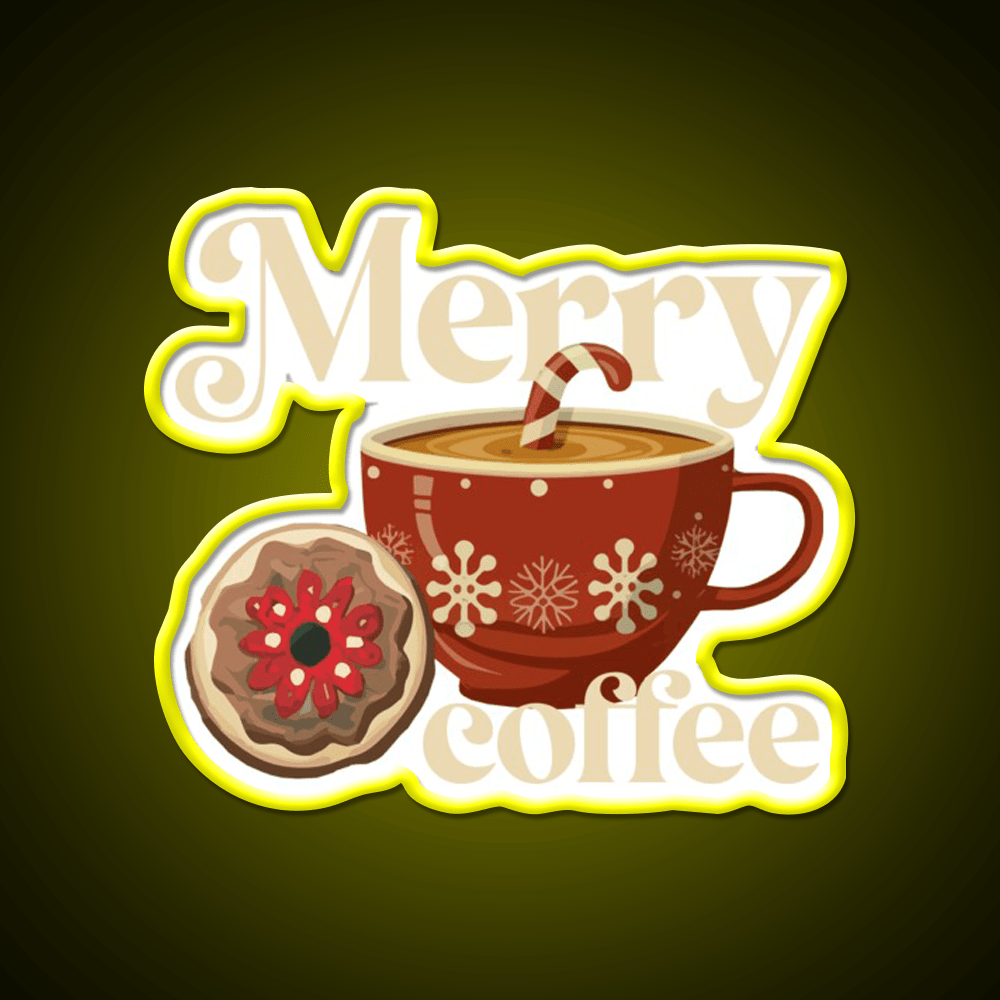 Merry Coffee Christmas Breakfast Cafe Led Neon Sign Espresso Bar Art Rgb Color - Shineneon
