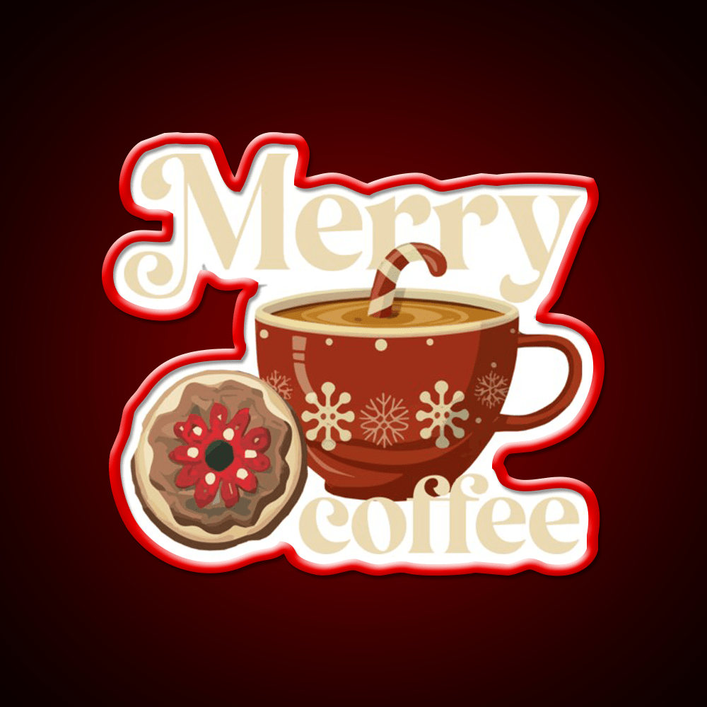 Merry Coffee Christmas Breakfast Cafe Led Neon Sign Espresso Bar Art Rgb Color - Shineneon
