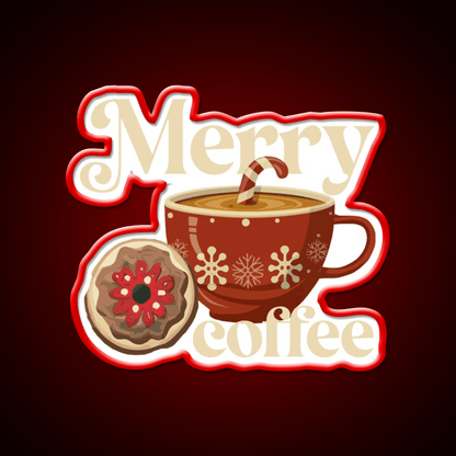 Merry Coffee Christmas Breakfast Cafe Led Neon Sign Espresso Bar Art Rgb Color - Shineneon