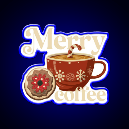 Merry Coffee Christmas Breakfast Cafe Led Neon Sign Espresso Bar Art Rgb Color - Shineneon