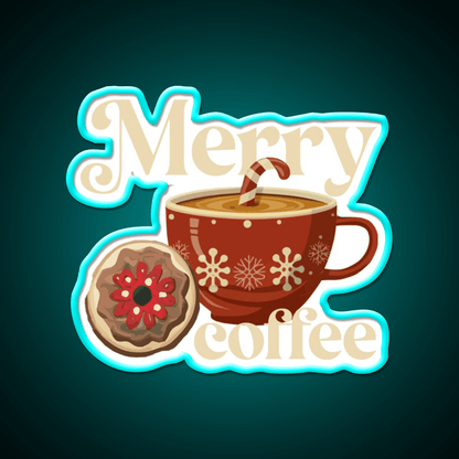 Merry Coffee Christmas Breakfast Cafe Led Neon Sign Espresso Bar Art Rgb Color - Shineneon