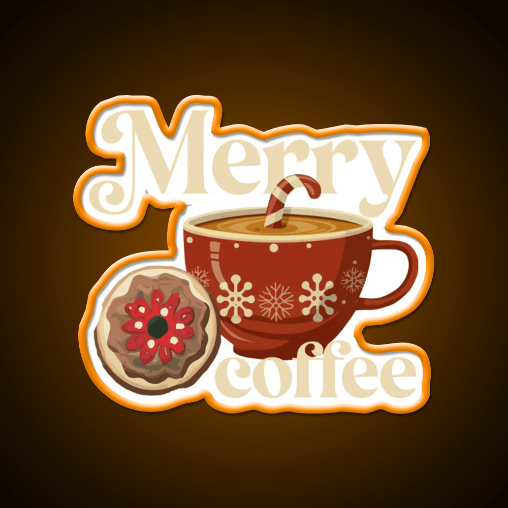 Merry Coffee Christmas Breakfast Cafe Led Neon Sign Espresso Bar Art Rgb Color - Shineneon