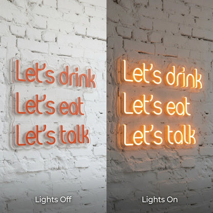 Met Let Drink Eat Let's Talk LED Neon Sign - 06 Day Night Comparison