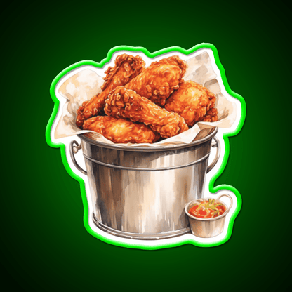 Metal Bucket Of Fried Crispy Fast Food Led Neon Sign For Burger Place Rgb Color - Shineneon