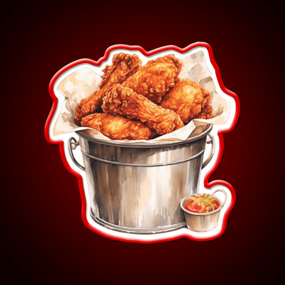 Metal Bucket Of Fried Crispy Fast Food Led Neon Sign For Burger Place Rgb Color - Shineneon