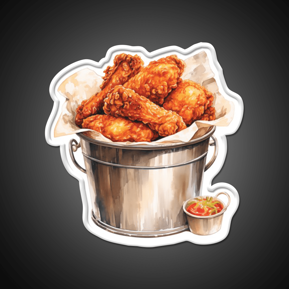 Metal Bucket Of Fried Crispy Fast Food Led Neon Sign For Burger Place Rgb Color - Shineneon
