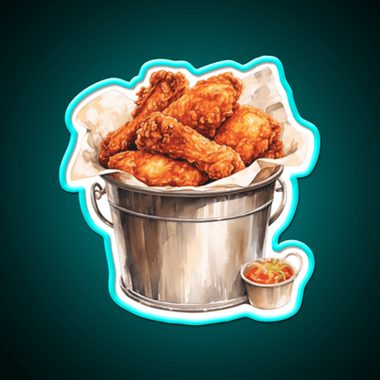 Metal Bucket Of Fried Crispy Fast Food Led Neon Sign For Burger Place Rgb Color - Shineneon