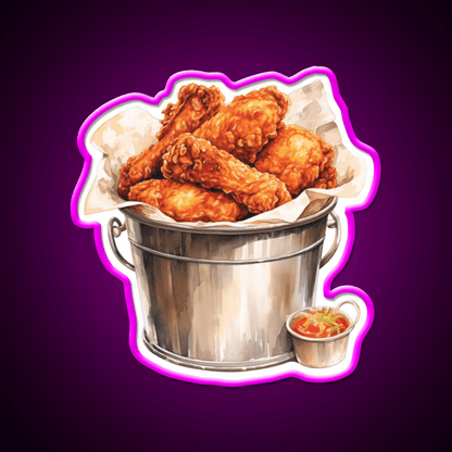 Metal Bucket Of Fried Crispy Fast Food Led Neon Sign For Burger Place Rgb Color - Shineneon