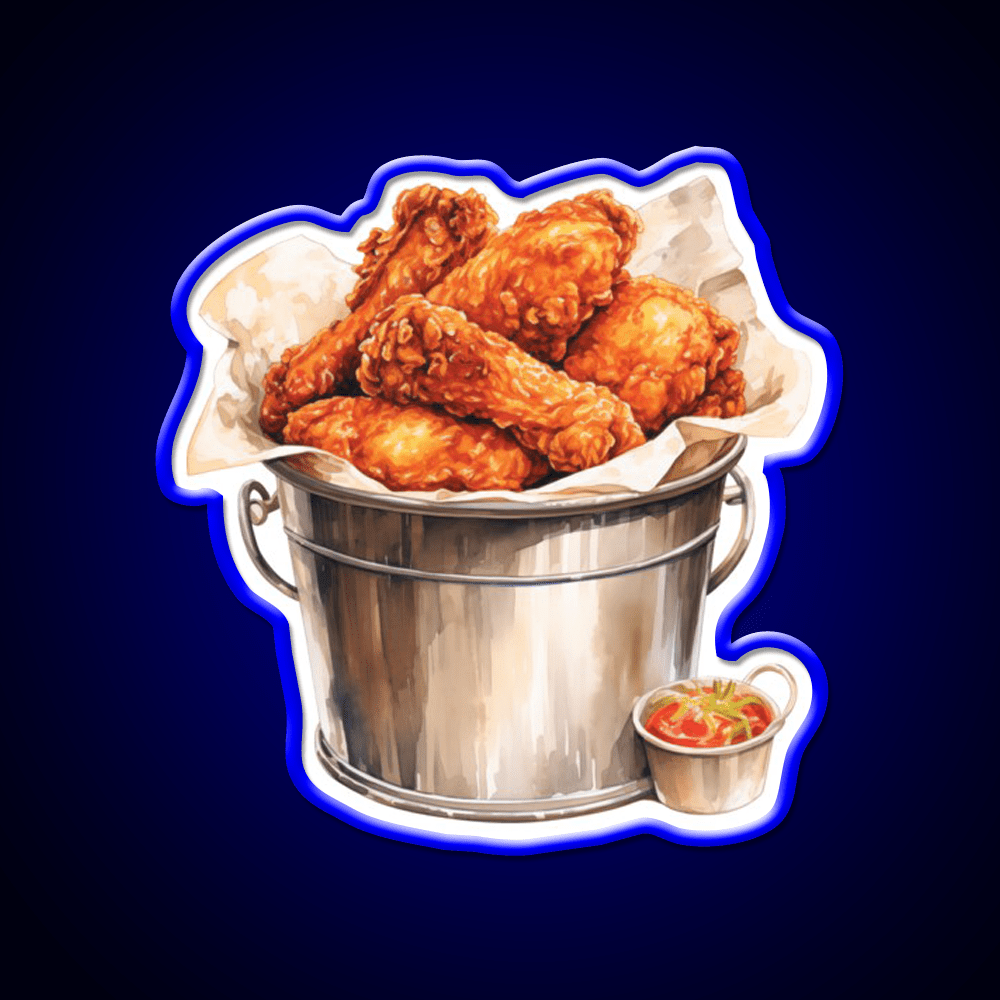 Metal Bucket Of Fried Crispy Fast Food Led Neon Sign For Burger Place Rgb Color - Shineneon