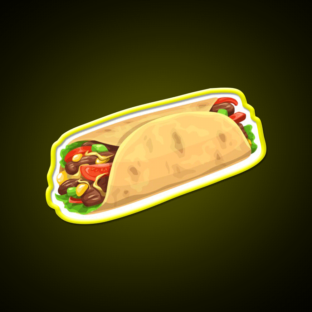 Mexican Bean Burrito Fast Food Led Neon Sign For Burger Place Rgb Color - Custom LED neon sign front view