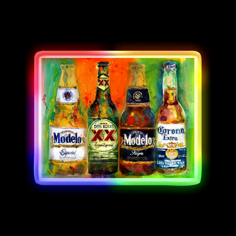 Mexican Beers Bright Colors Bar Deco Beer Bar Decor Led Neon Sign Rgb Color - LED neon sign close-up detail