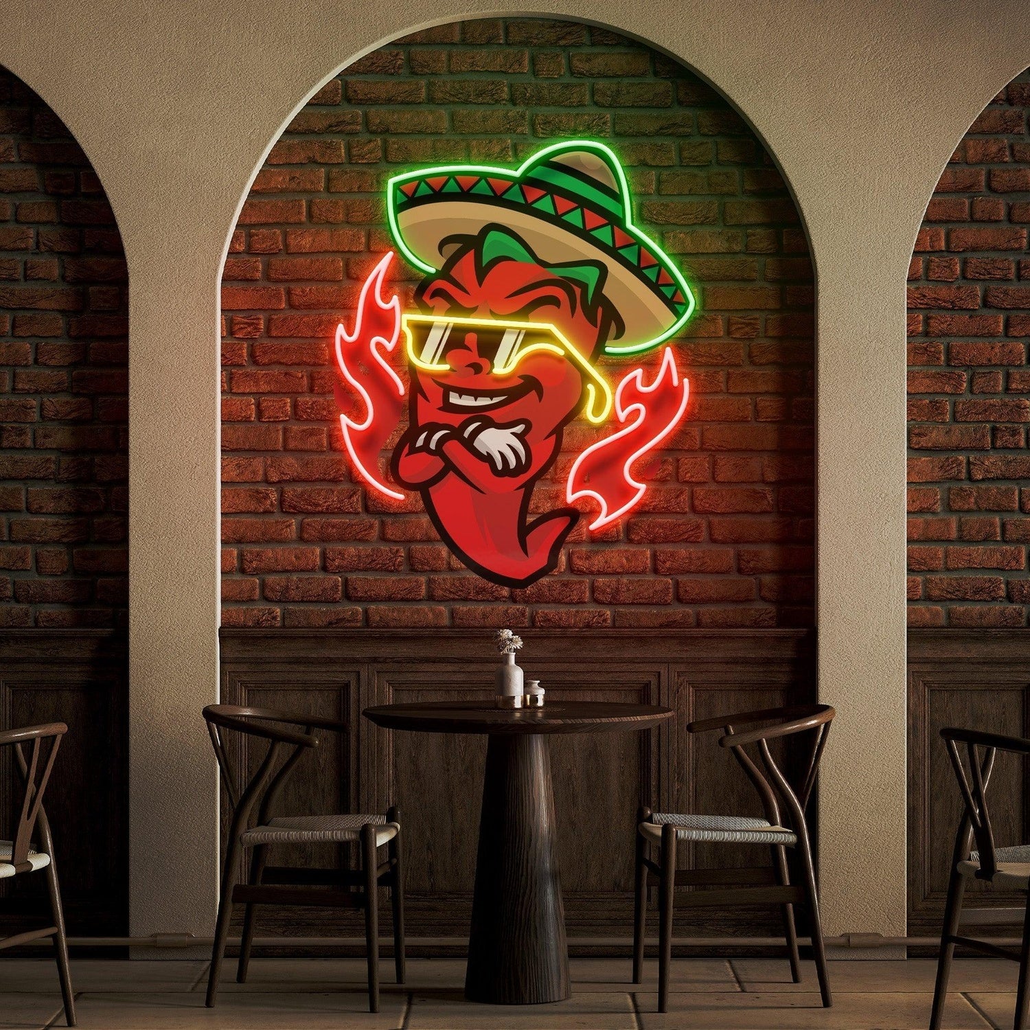 Mexican Chili Pepper Cartoon Uv Printed Led Neon Sign Artwork For Themed Eateries Bars | Shineneon