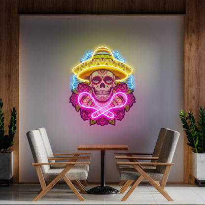 Mexican Dia De Los Skull Acrylic Led Neon Sign | Shineneon