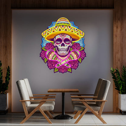 Mexican Dia De Los Skull Acrylic Led Neon Sign | Shineneon