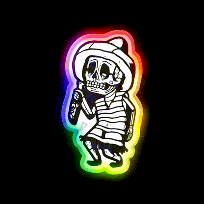 Mexican Drunk Skeleton Party Drink Tequila Led Neon Sign Rgb Color - LED neon sign close-up detail