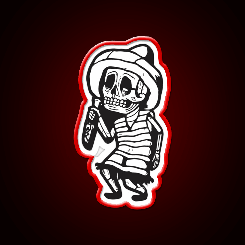 Mexican Drunk Skeleton Party Drink Tequila Led Neon Sign Rgb Color - Shineneon