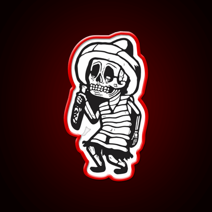 Mexican Drunk Skeleton Party Drink Tequila Led Neon Sign Rgb Color - Shineneon