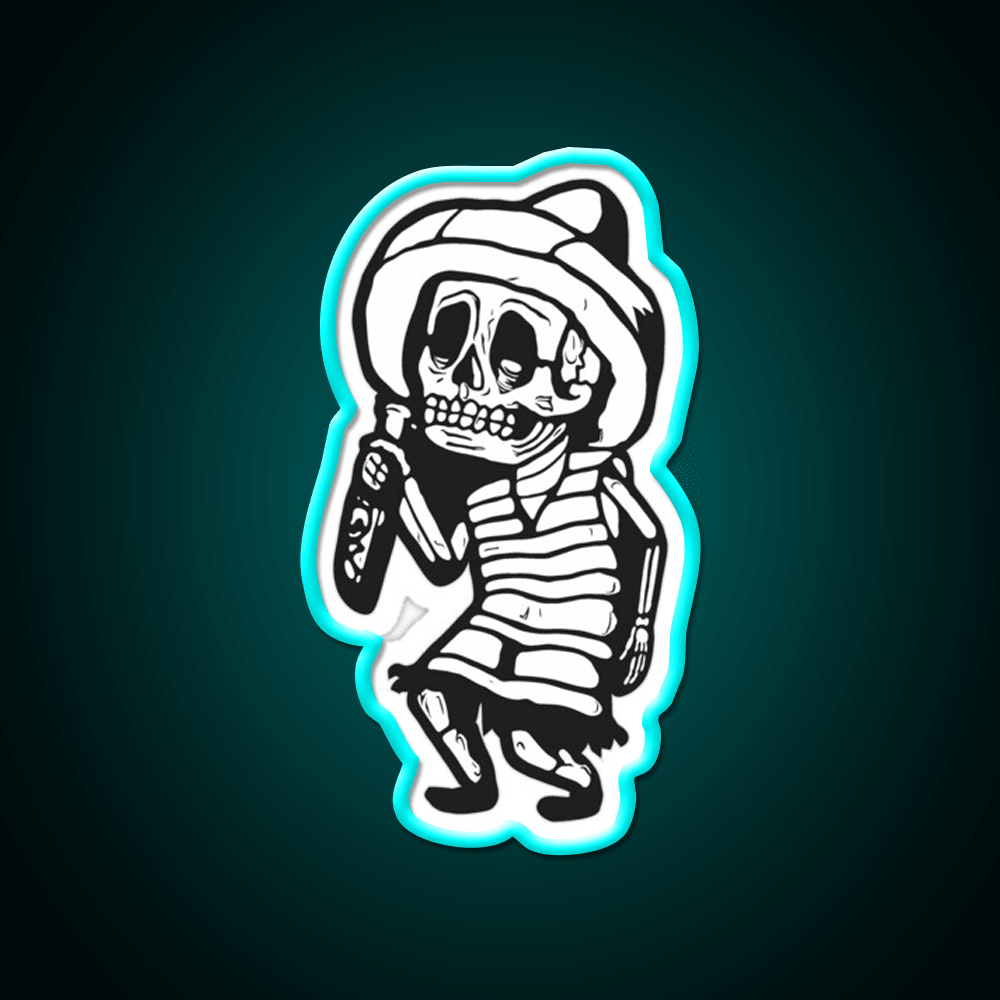 Mexican Drunk Skeleton Party Drink Tequila Led Neon Sign Rgb Color - Shineneon