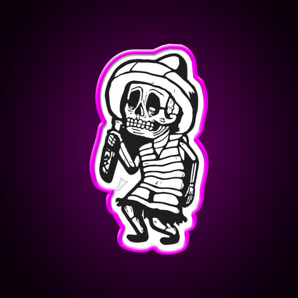 Mexican Drunk Skeleton Party Drink Tequila Led Neon Sign Rgb Color - Shineneon