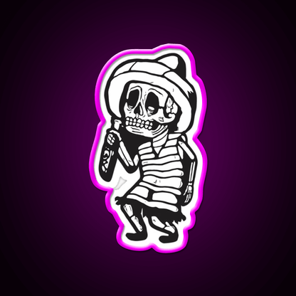 Mexican Drunk Skeleton Party Drink Tequila Led Neon Sign Rgb Color - Shineneon