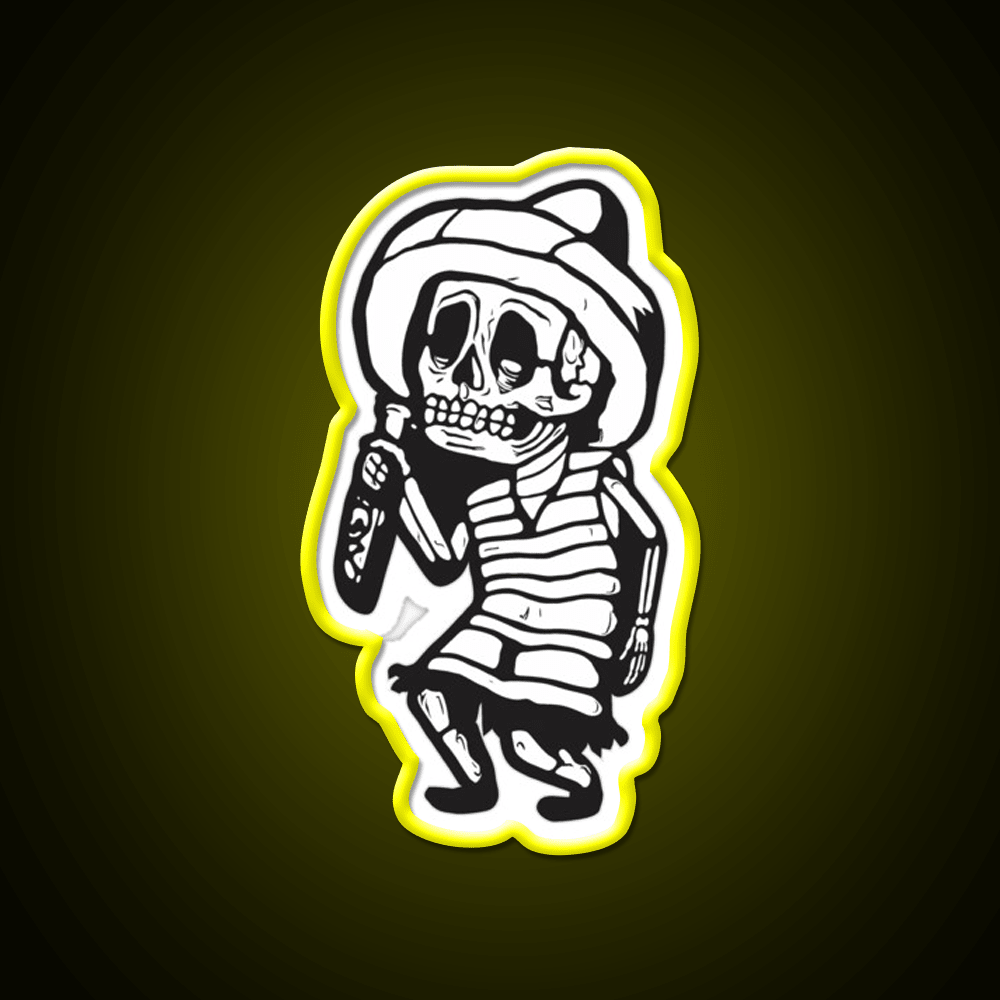 Mexican Drunk Skeleton Party Drink Tequila Led Neon Sign Rgb Color - Shineneon