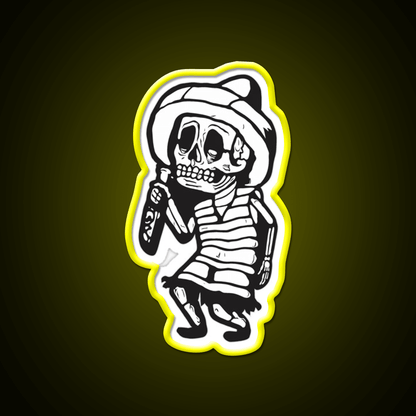 Mexican Drunk Skeleton Party Drink Tequila Led Neon Sign Rgb Color - Shineneon
