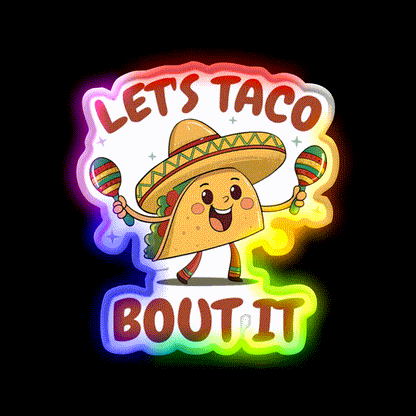 Mexican Food Lets Taco Bout It Lover Taco Taco Led Neon Sign Rgb Color - LED neon sign close-up detail