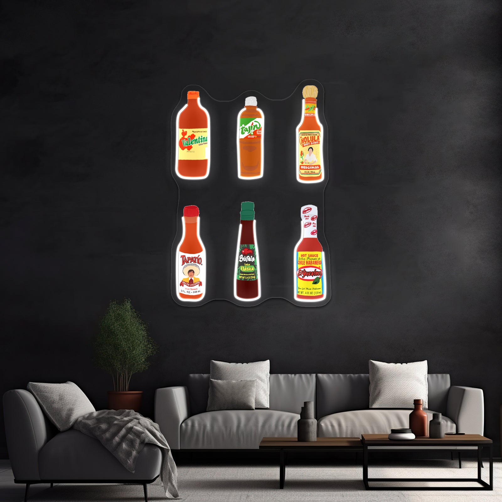 Mexican Hot Sauce Pop Art Tote Bag Artwork Neon Wall Signs
