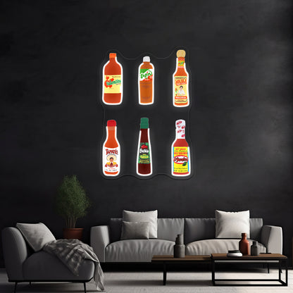 Mexican Hot Sauce Pop Art Tote Bag Artwork Neon Wall Signs