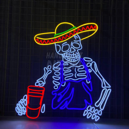 Mexican Skeleton Beer Led Sign Mexico Bar Decor | Shineneon