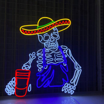 Mexican Skeleton Beer Led Sign Mexico Bar Decor | Shineneon