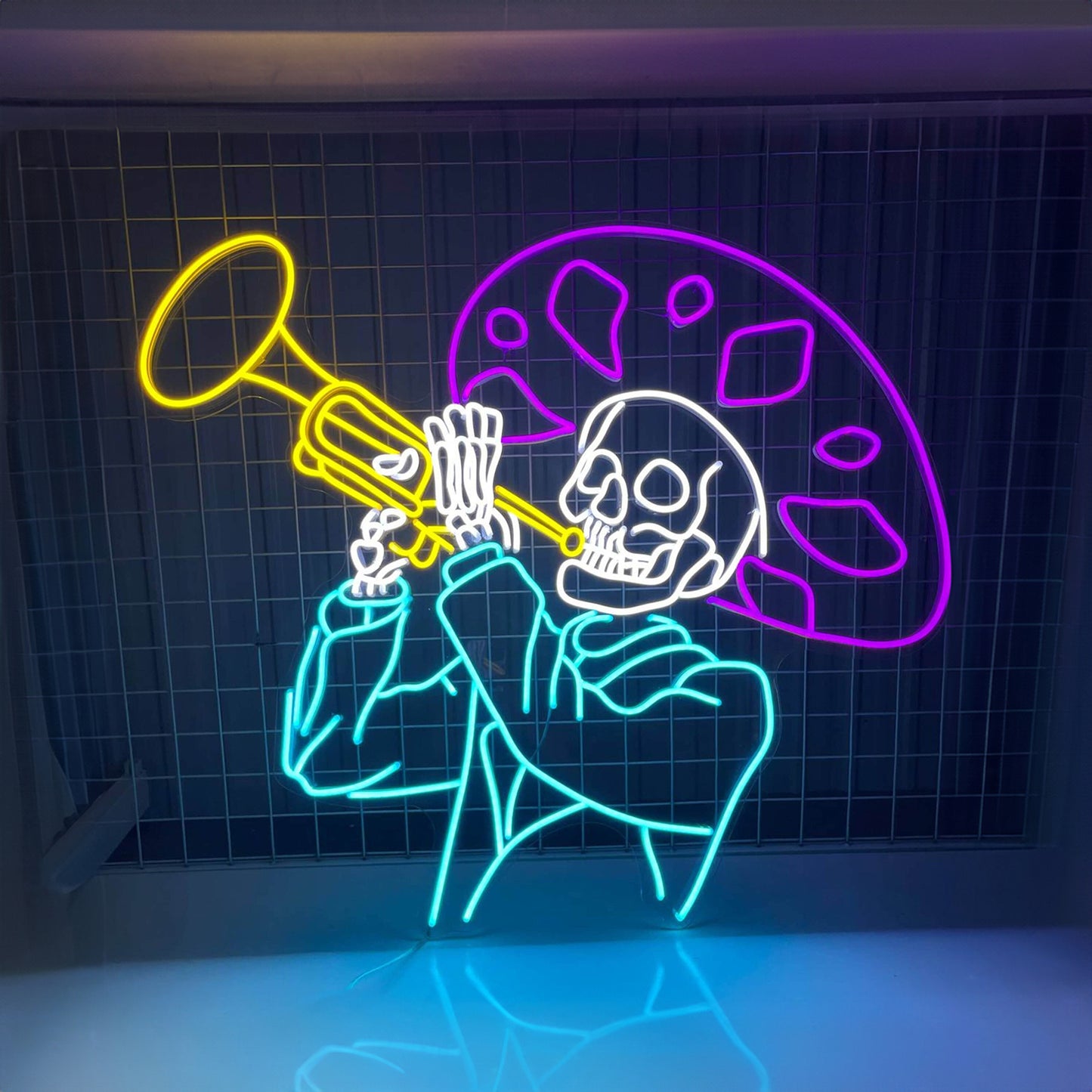 Mexican Skeleton Playing Trumpet Led Sign