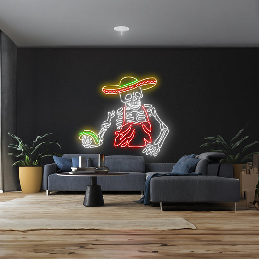 Mexican Skeleton Taco Led Sign