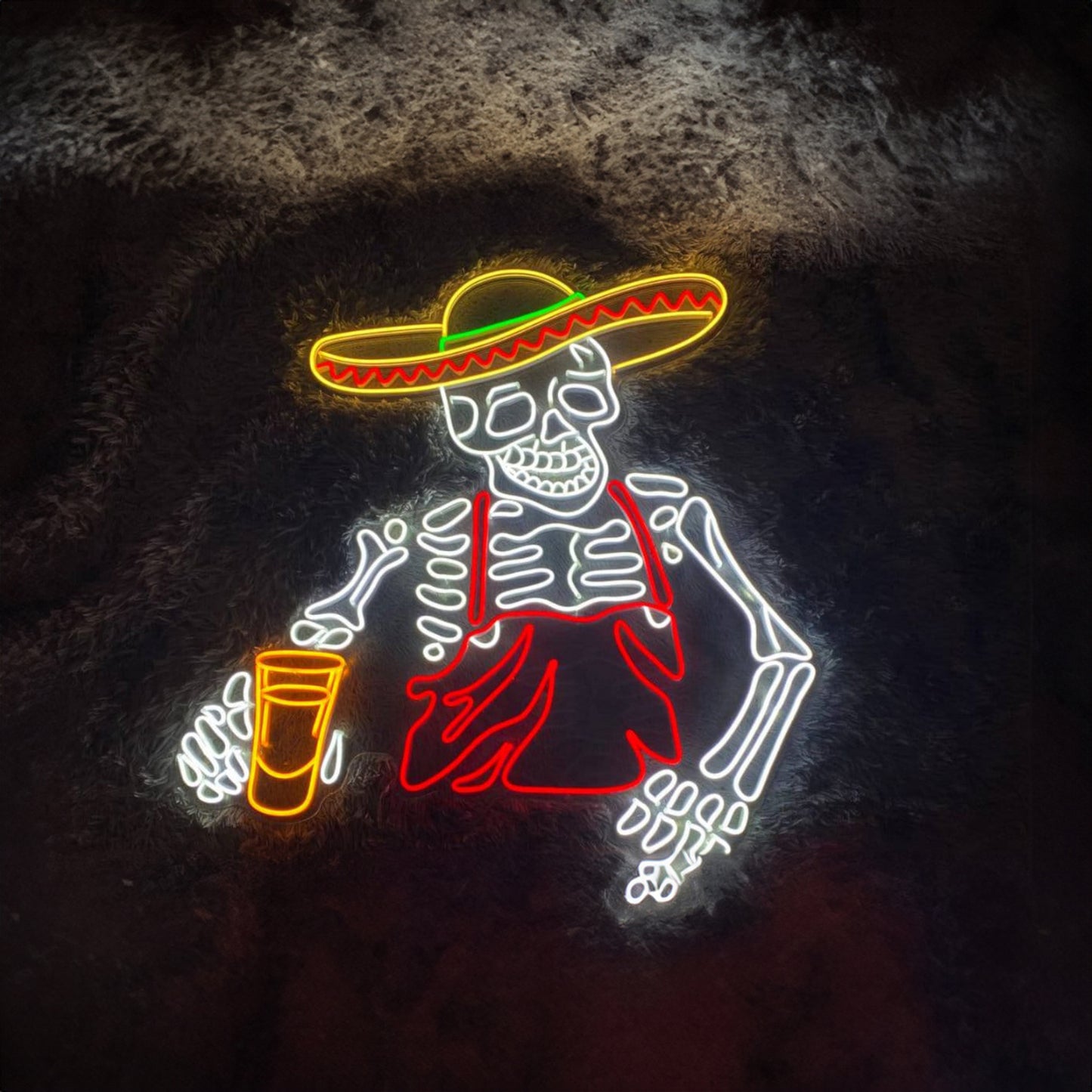 Mexican Skeleton With Beer Led Sign