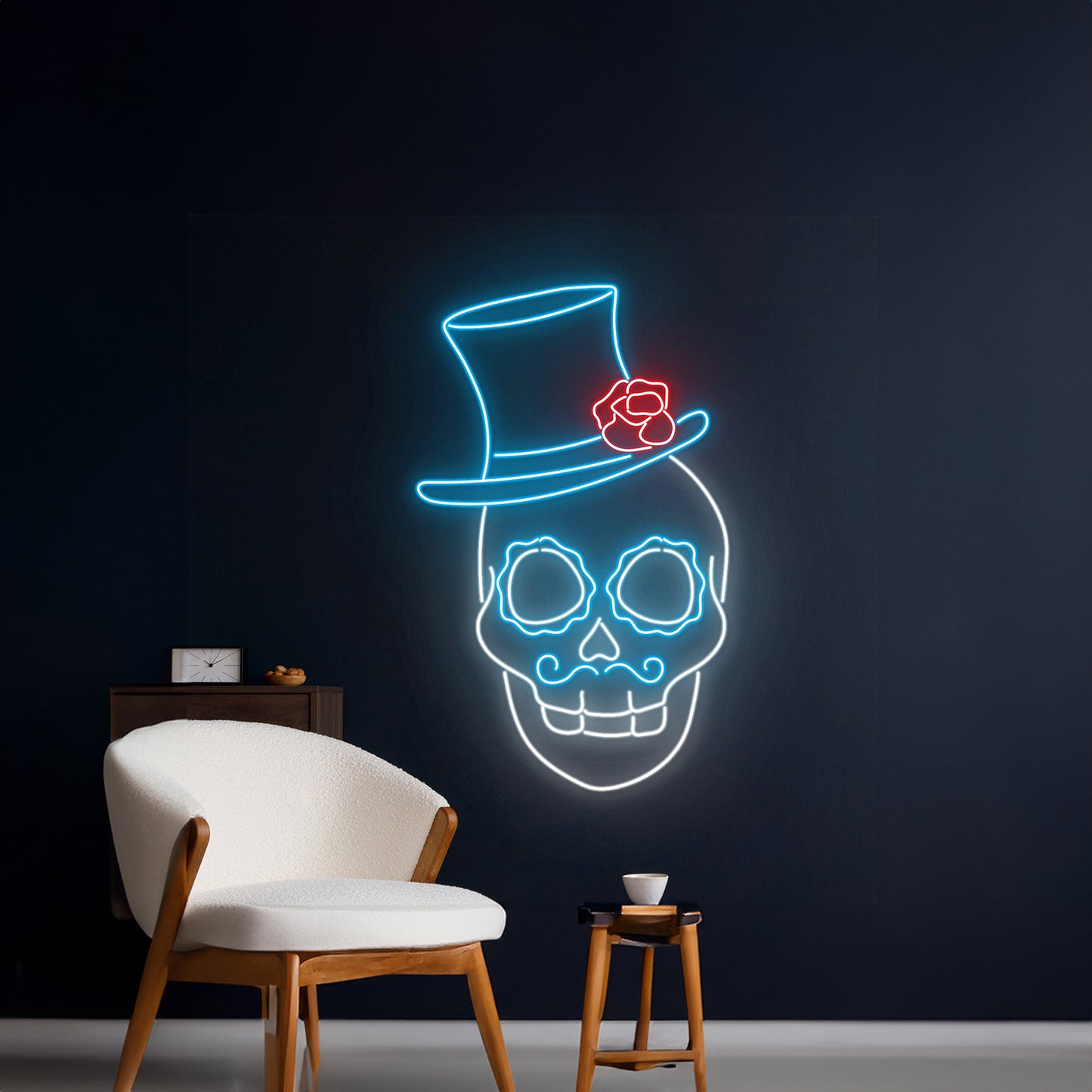 Mexican Skull Led Sign Rose Flower Skull Led Light Wall Art Decor