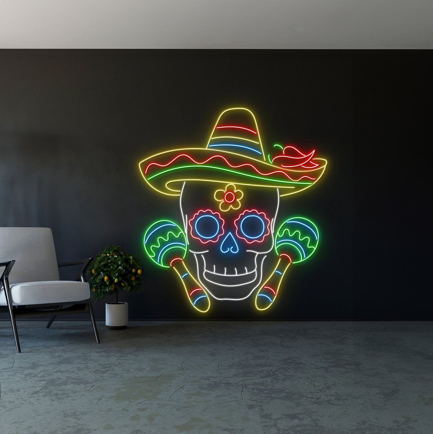 Mexican Skull Neon Sign