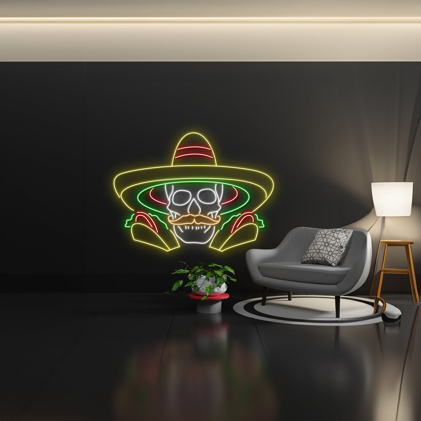 Mexican Skull Taco Neon Sign Taco Skull Led Lights