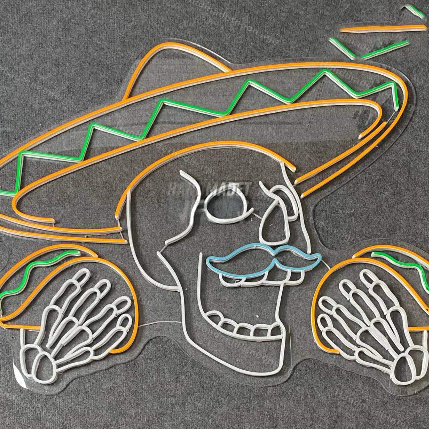 Mexican Skull Tacos Led Neon Sign Taco Skeleton Led Light Decor | Shineneon