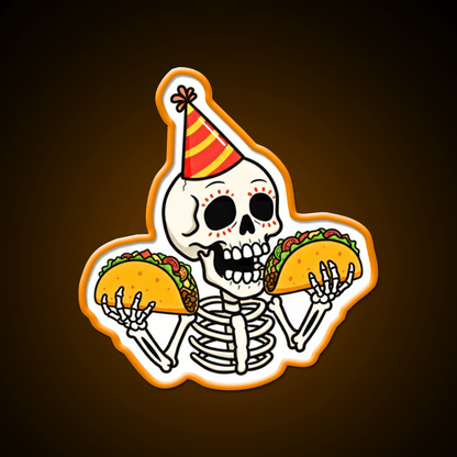 Mexican Skull Two Taco Led Neon Sign Mexican Food Sign Rgb Color - Shineneon
