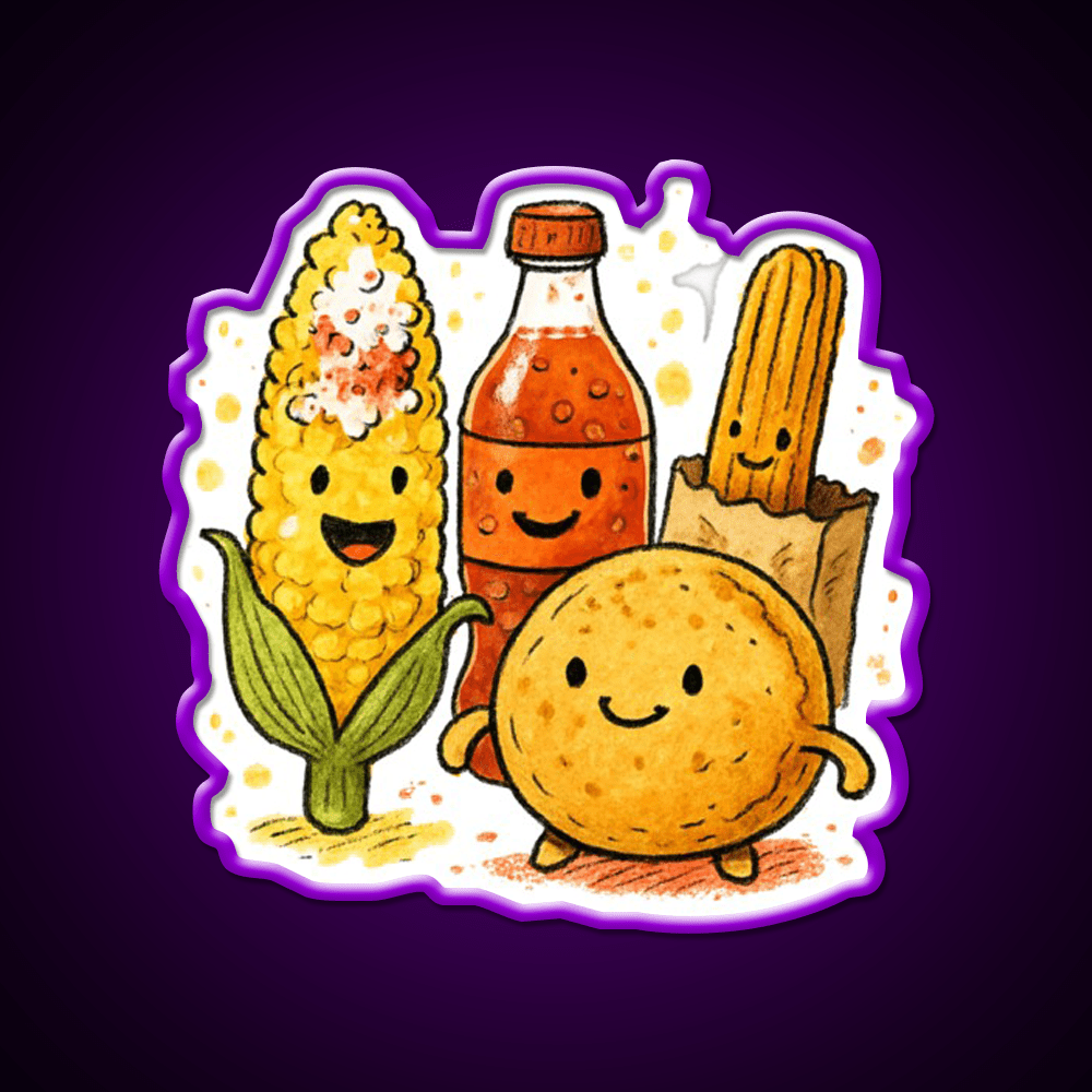 Mexican Street Snacks Elote Salsa Churro More Snack Food Led Neon Sign Rgb Color - Shineneon