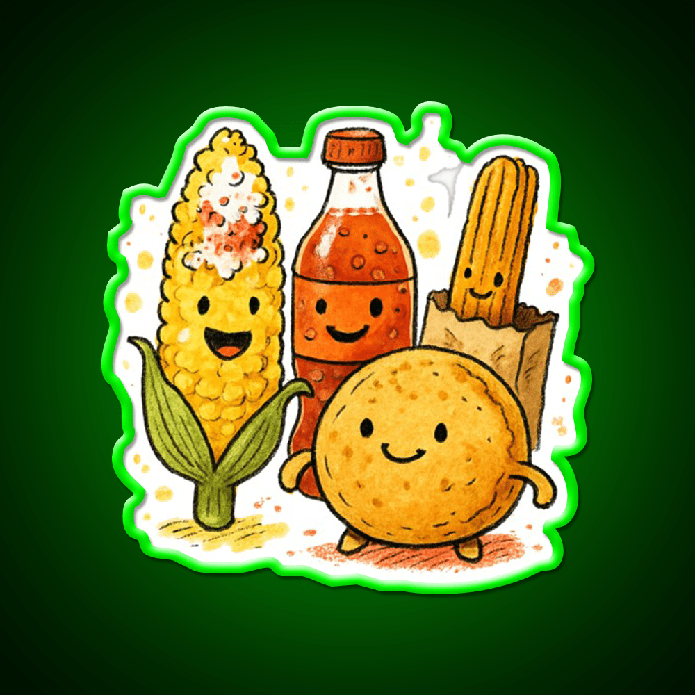 Mexican Street Snacks Elote Salsa Churro More Snack Food Led Neon Sign Rgb Color - Shineneon
