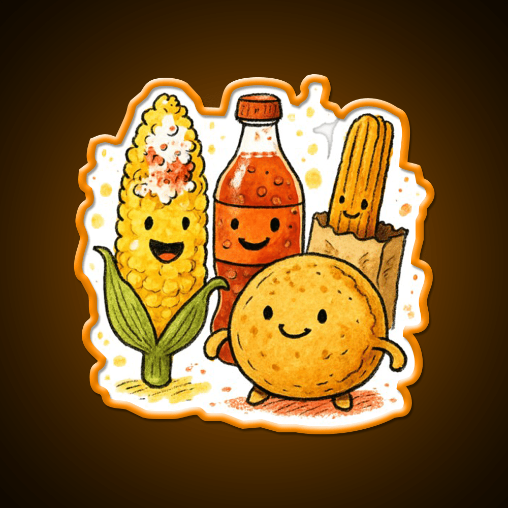 Mexican Street Snacks Elote Salsa Churro More Snack Food Led Neon Sign Rgb Color - Shineneon