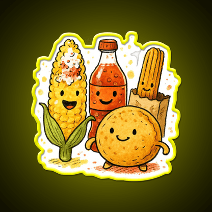 Mexican Street Snacks Elote Salsa Churro More Snack Food Led Neon Sign Rgb Color - Shineneon