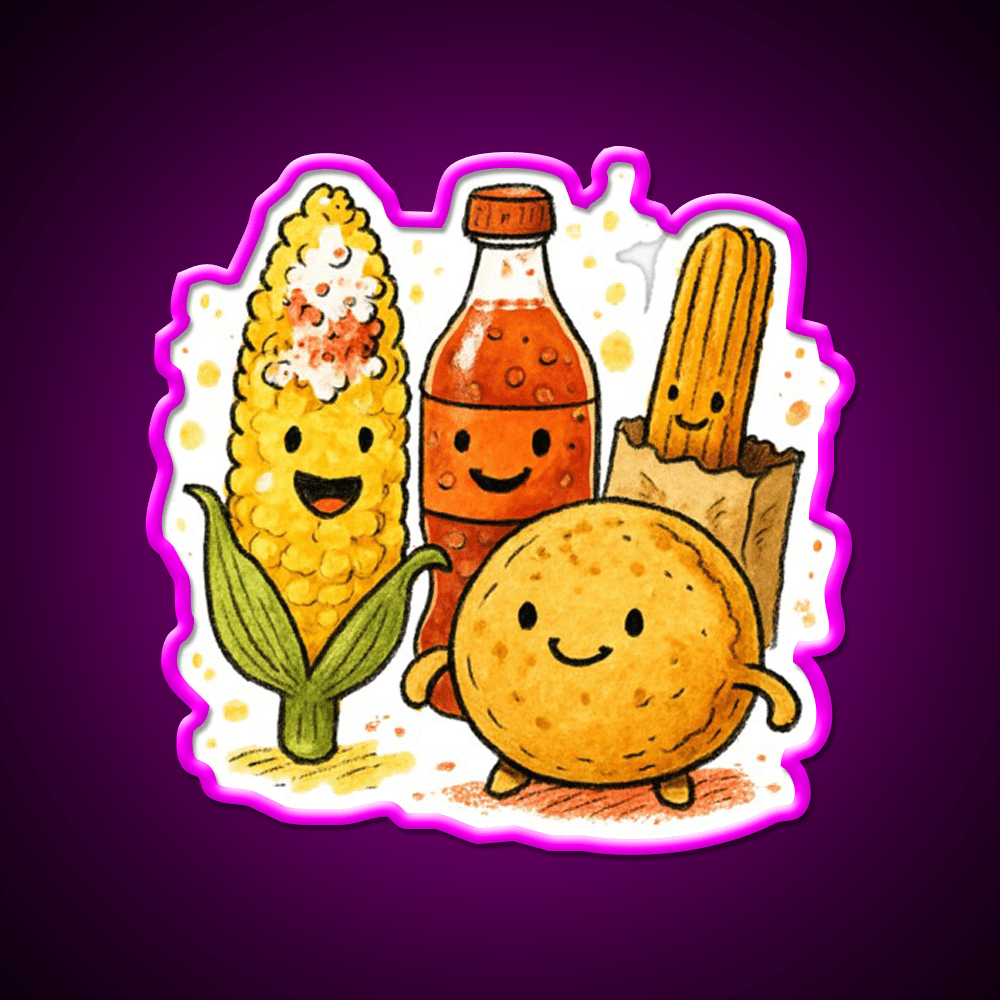 Mexican Street Snacks Elote Salsa Churro More Snack Food Led Neon Sign Rgb Color - Shineneon