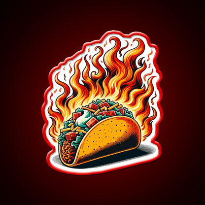 Mexican Taco On Fire Snack Food Led Neon Sign Rgb Color - Shineneon
